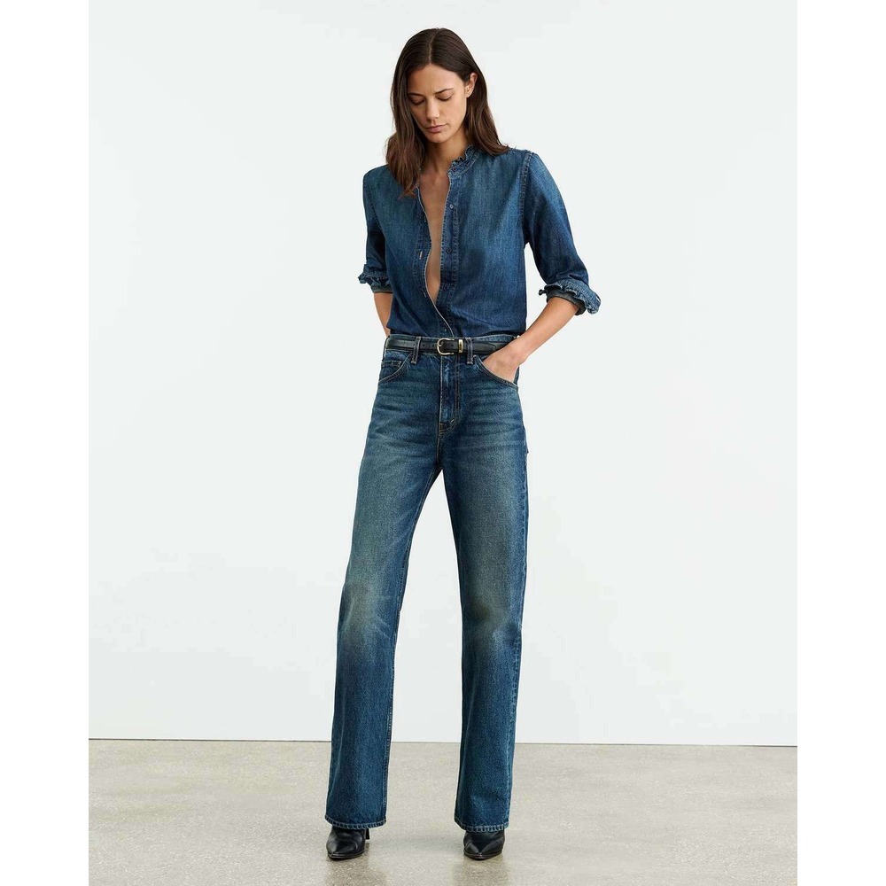 Nili Lotan Classic Wash Lydia Denim Ruffle Collar Shirt Made in USA Small $495 - Picture 12 of 12